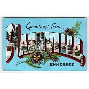 Vintage Greetings from Nashville Tennessee Linen Postcard 1940s